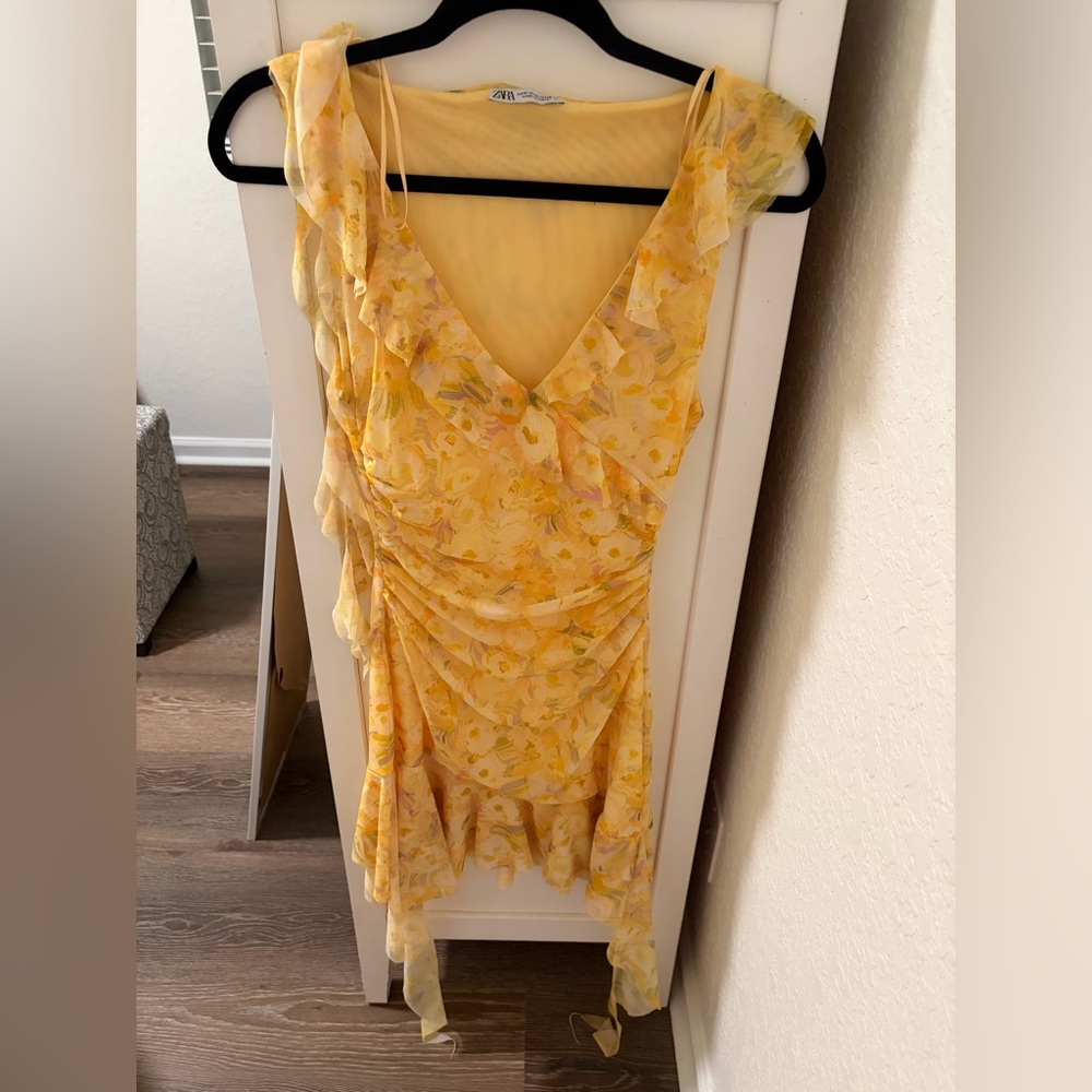 Zara Yellow Floral Mini Dress